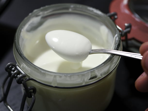 Creme Fraiche Recipe - Thickening of the cream indicates that the yeast is working