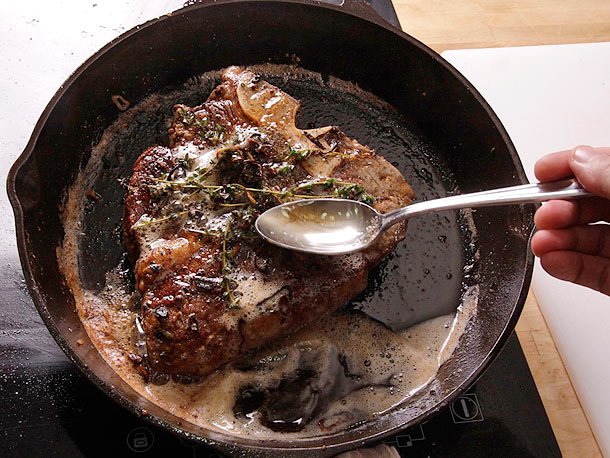 Ribeye Steak Recipe - Basting method with melted butter